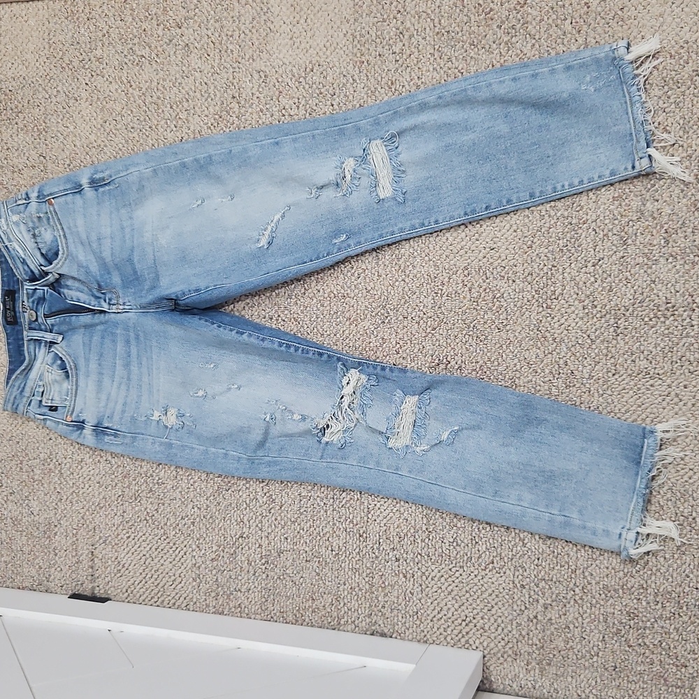 Judy Blue Straight Fit Denim Jeans 24 Cropped Distressed